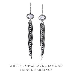 SHERYL LOWE Topaz Pavé Diamond Fringe Earrings